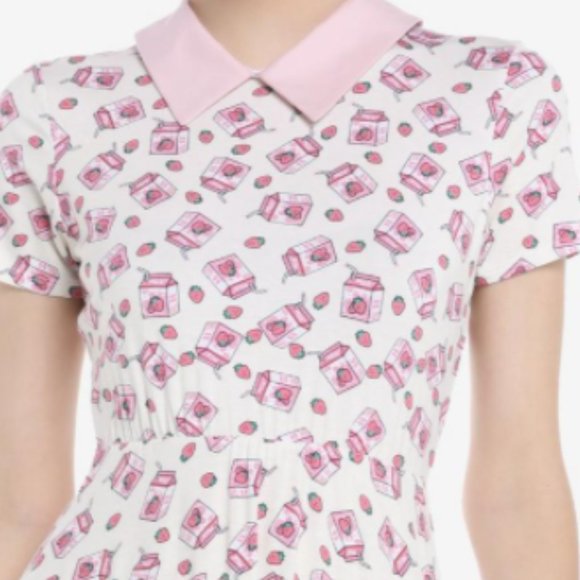 NWT Midnight Hour Strawberry Milk Carton Collar Dress Women's Plus Size 3X - Picture 2 of 10